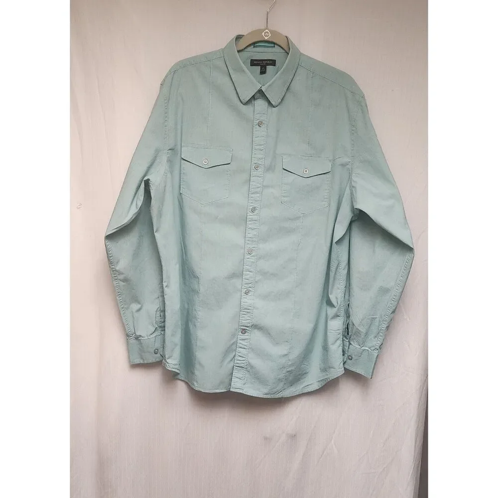 Banana Republic Mens Slim Fit Button Up Long Sleeve Shirt Size XL Mint Green